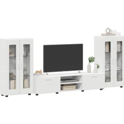 vidaXL Tv-meubelset FLORIN 3 st Wit Bewerkt hout