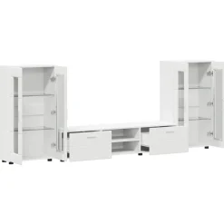vidaXL Tv-meubelset FLORIN 3 st Wit Bewerkt hout