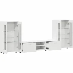 vidaXL Tv-meubelset FLORIN 3 st Wit Bewerkt hout