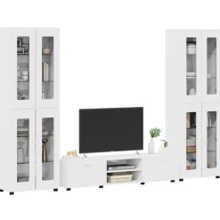 vidaXL Tv-meubelset FLORIN 3 st Hoogglans wit Bewerkt hout