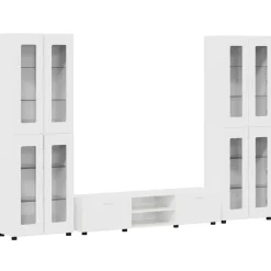vidaXL Tv-meubelset FLORIN 3 st Hoogglans wit Bewerkt hout