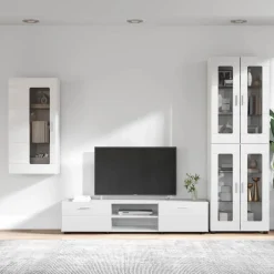 vidaXL Tv-meubelset FLORIN 3 st Hoogglans wit Bewerkt hout