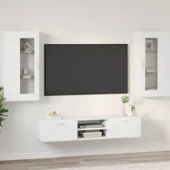 vidaXL Tv-meubelset FLORIN 3 st Wit Bewerkt hout
