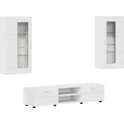 vidaXL Tv-meubelset FLORIN 3 st Wit Bewerkt hout