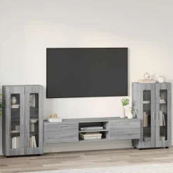 vidaXL Tv-meubelset FLORIN 3 st Grijs Sonoma Bewerkt hout