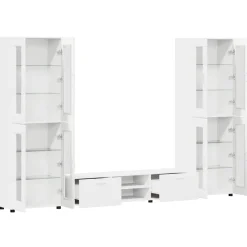vidaXL Tv-meubelset FLORIN 3 st Wit Bewerkt hout