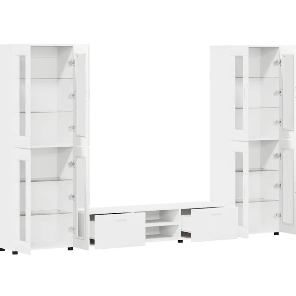 vidaXL Tv-meubelset FLORIN 3 st Wit Bewerkt hout