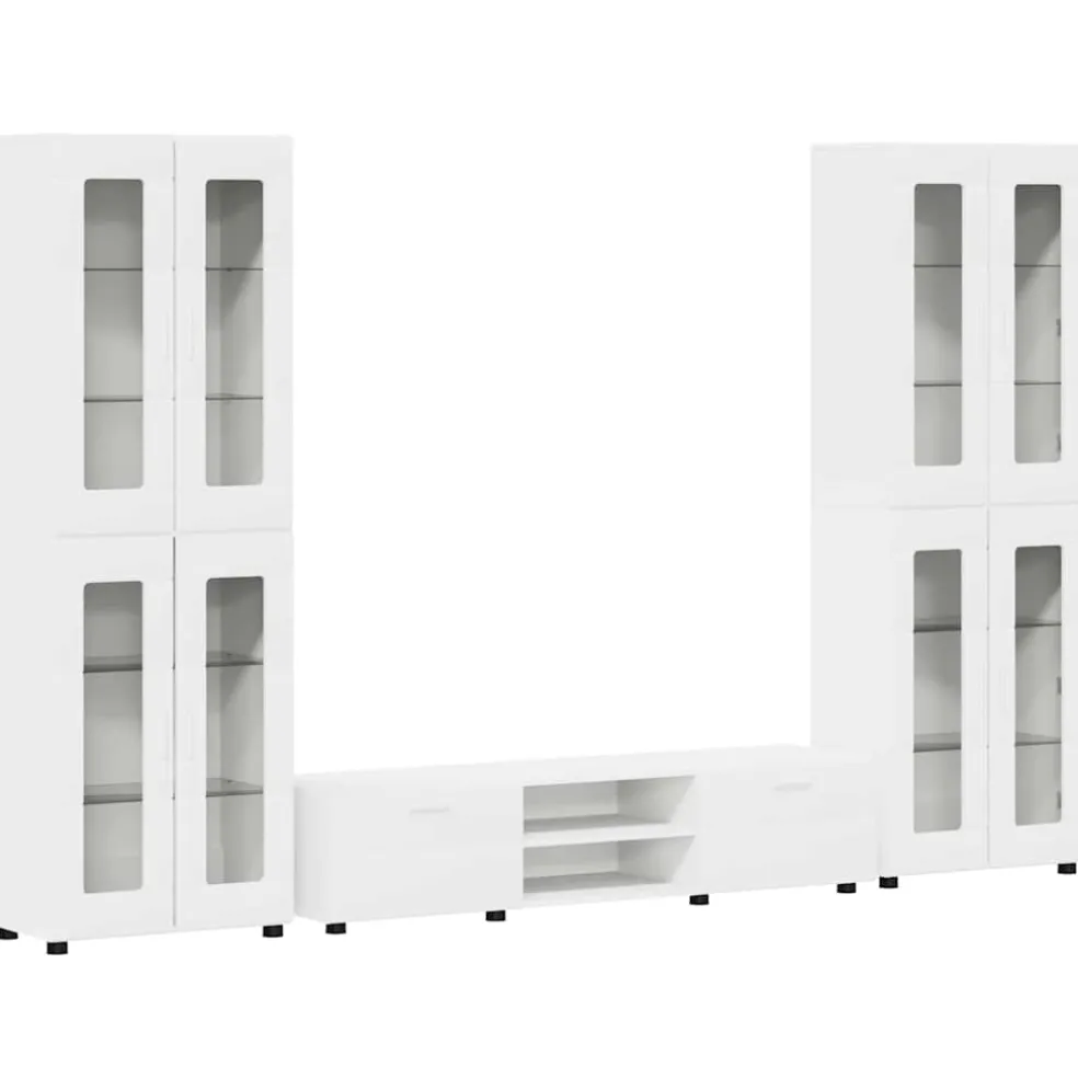 vidaXL Tv-meubelset FLORIN 3 st Wit Bewerkt hout