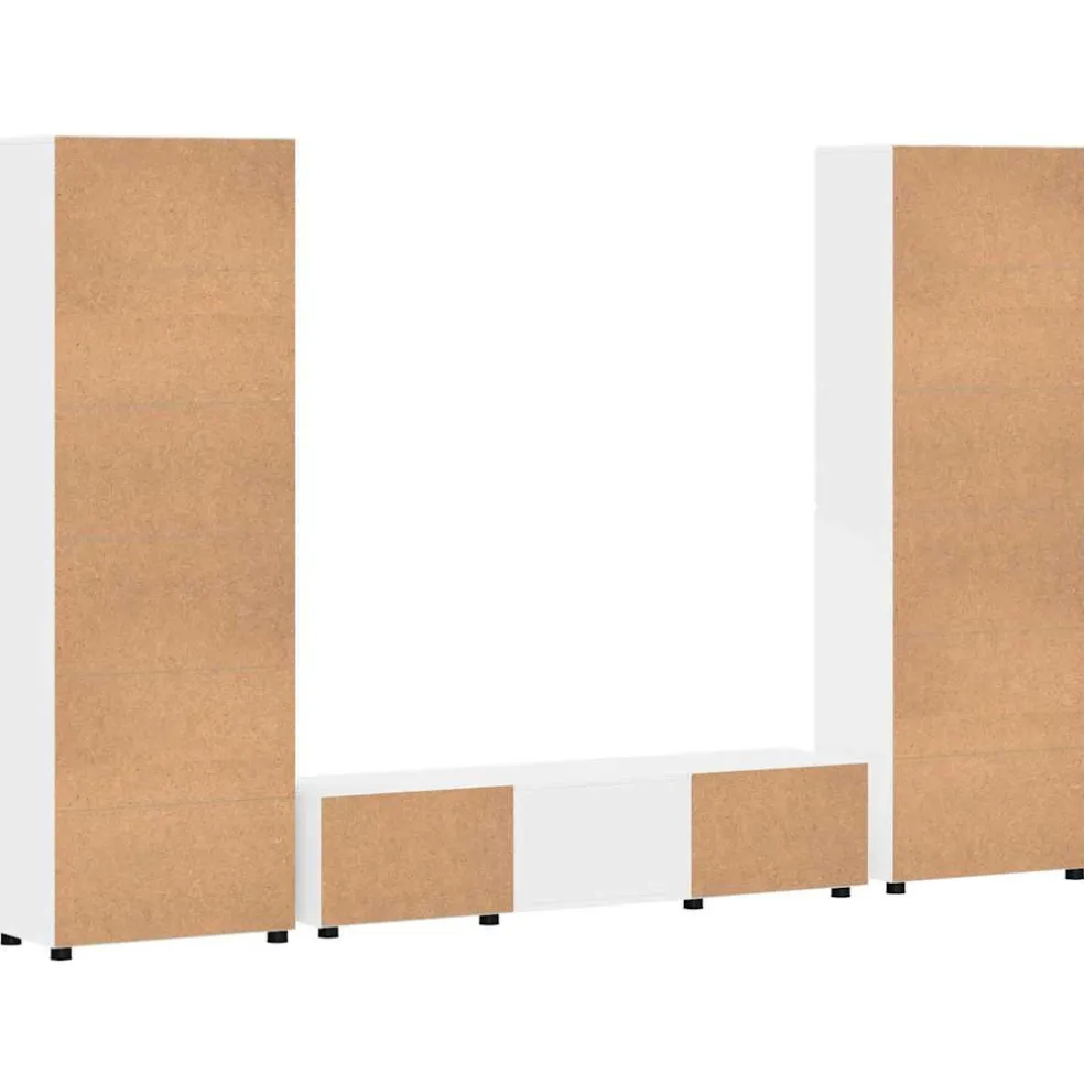 vidaXL Tv-meubelset FLORIN 3 st Wit Bewerkt hout