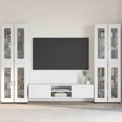 vidaXL Tv-meubelset FLORIN 3 st Wit Bewerkt hout