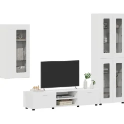vidaXL Tv-meubelset FLORIN 3 st Wit Bewerkt hout
