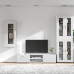 vidaXL Tv-meubelset FLORIN 3 st Wit Bewerkt hout