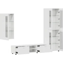 vidaXL Tv-meubelset FLORIN 3 st Wit Bewerkt hout