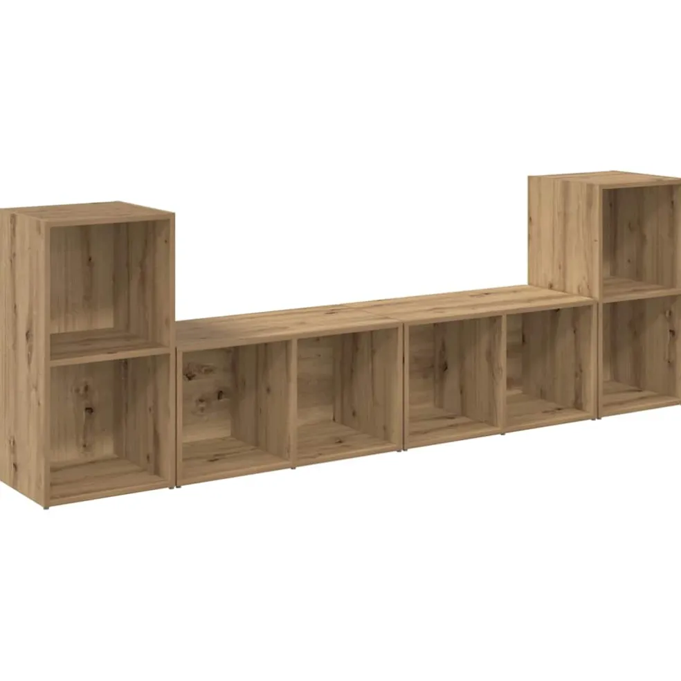 vidaXL Tv-meubelset 4 st Artisan Eiken Bewerkt hout