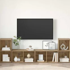vidaXL Tv-meubelset 4 st Artisan Eiken Bewerkt hout