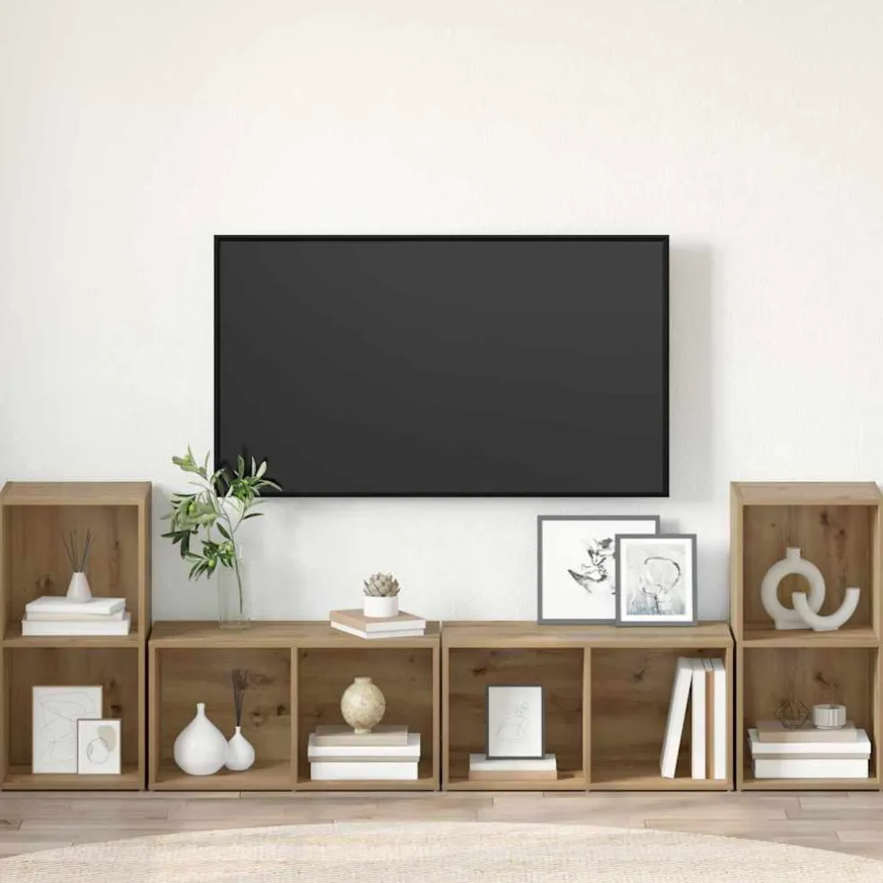 vidaXL Tv-meubelset 4 st Artisan Eiken Bewerkt hout