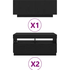 vidaXL Tv-meubelset 3 st Zwart Bewerkt hout