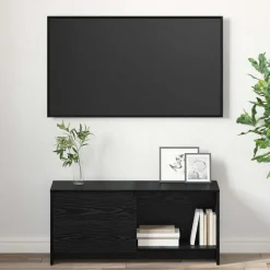 vidaXL Tv-meubelset 90 x 35 x 40 cm Zwart Eiken Bewerkt hout