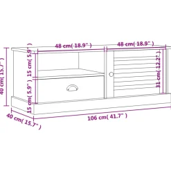 vidaXL Tv-meubel VIGO 106x40x40 cm massief grenenhout wit
