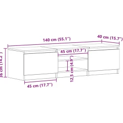 vidaXL Tv-meubel 140x40x35,5 cm bewerkt hout sonoma eikenkleurig