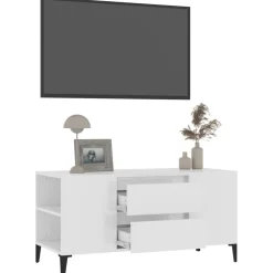 vidaXL Tv-meubel 102x44,5x50 cm bewerkt hout hoogglans wit