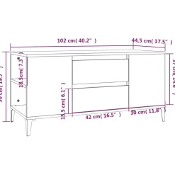 vidaXL Tv-meubel 102x44,5x50 cm bewerkt hout hoogglans wit