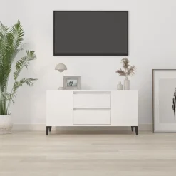 vidaXL Tv-meubel 102x44,5x50 cm bewerkt hout hoogglans wit