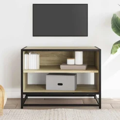 vidaXL Tv-meubel 61x40x46 cm bewerkt hout metaal sonoma eikenkleurig