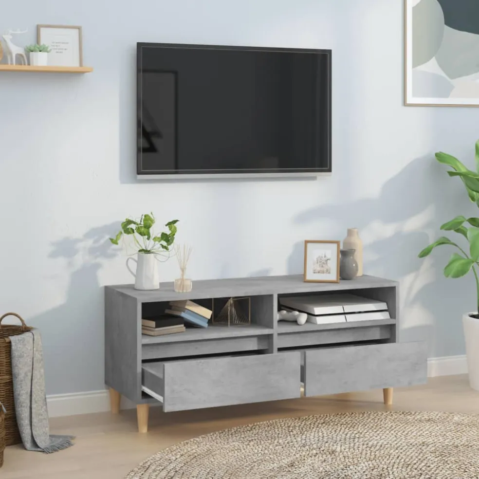 vidaXL Tv-meubel 100x34,5x44,5 cm bewerkt hout betongrijs