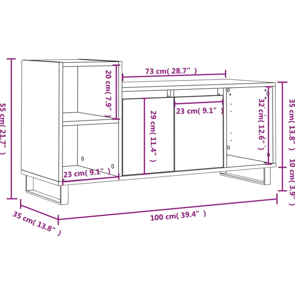 vidaXL Tv-meubel 100x35x55 cm bewerkt hout wit