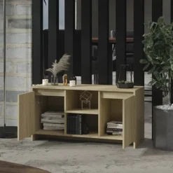vidaXL Tv-meubel 102x37,5x52,5 cm bewerkt hout sonoma eikenkleurig