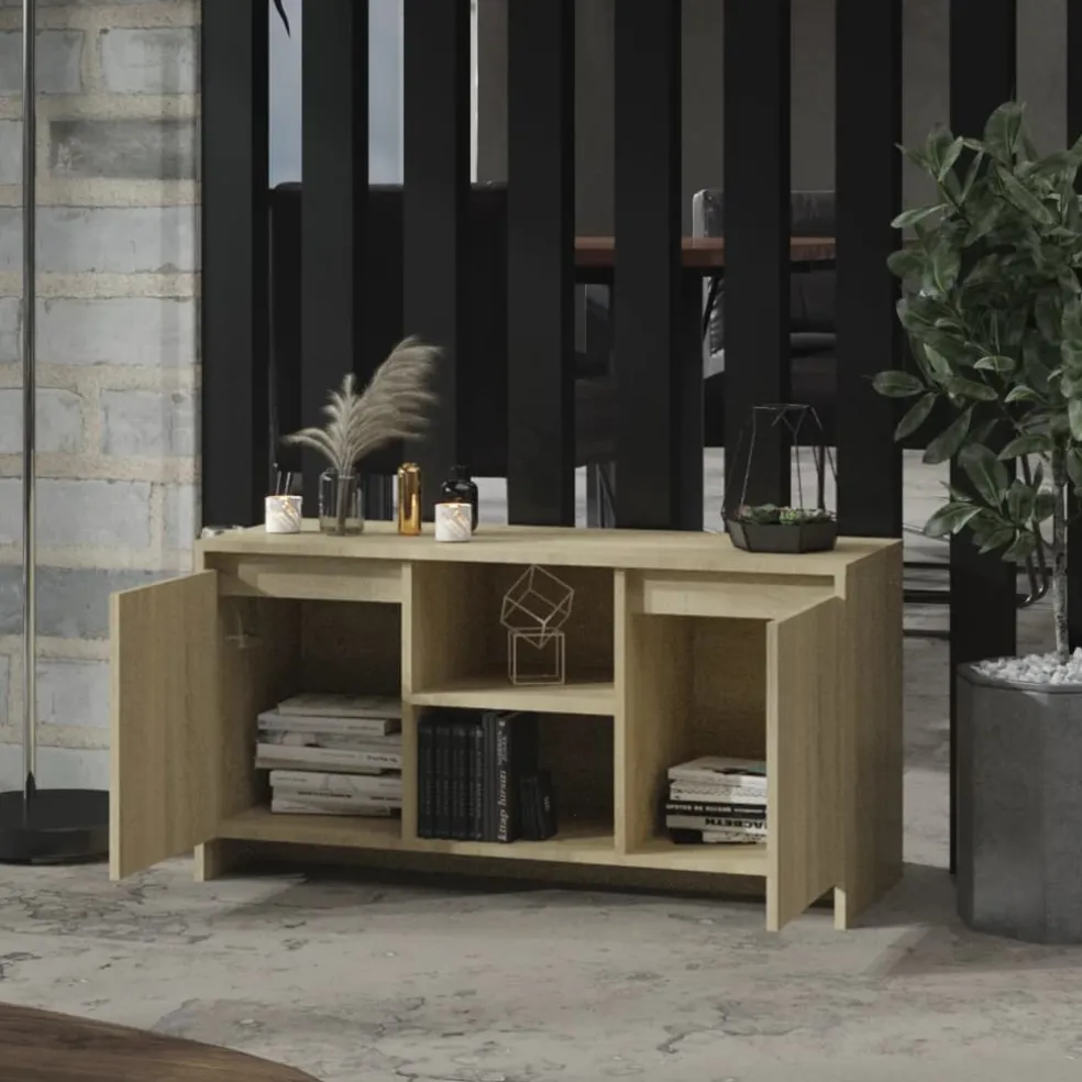 vidaXL Tv-meubel 102x37,5x52,5 cm bewerkt hout sonoma eikenkleurig