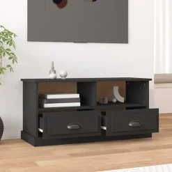 vidaXL Tv-meubel 93x35,5x45 cm bewerkt hout zwart