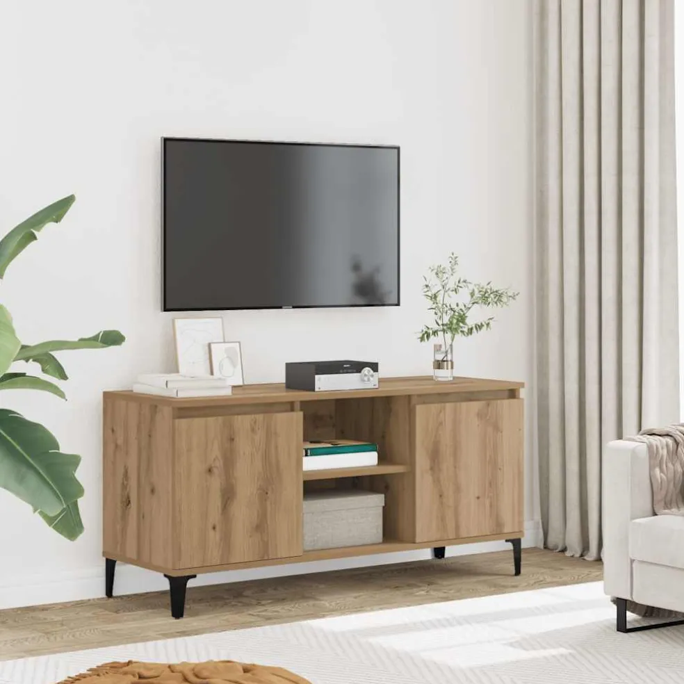 vidaXL Tv-meubel 102x35x50 cm bewerkt hout artisanaal eikenkleur
