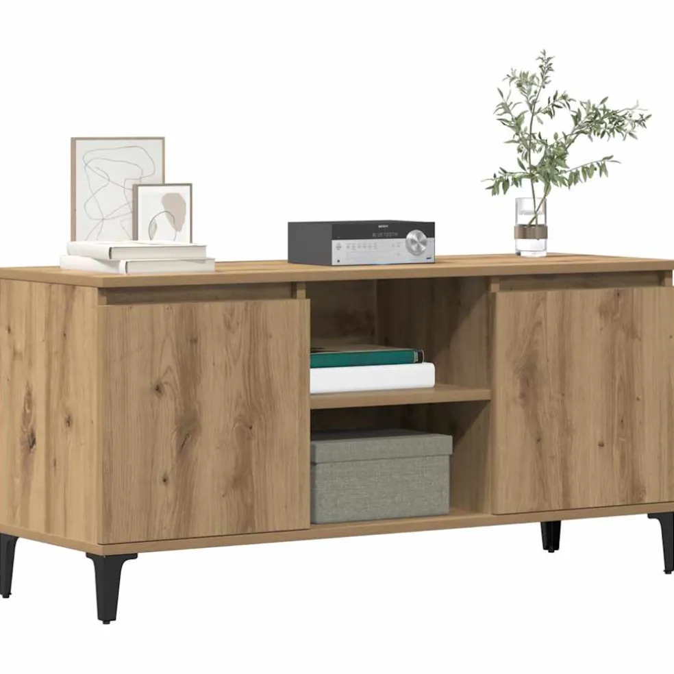 vidaXL Tv-meubel 102x35x50 cm bewerkt hout artisanaal eikenkleur
