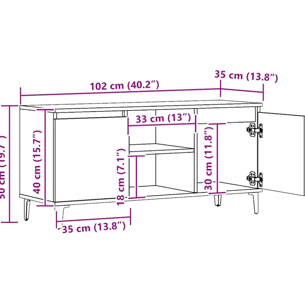 vidaXL Tv-meubel 102x35x50 cm bewerkt hout artisanaal eikenkleur