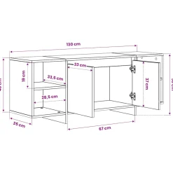 vidaXL Tv-meubel 130x35x50 cm bewerkt hout artisanaal eikenkleur
