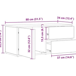 vidaXL Tv-meubel 80x34x35,5 cm bewerkt hout artisanaal eikenkleur
