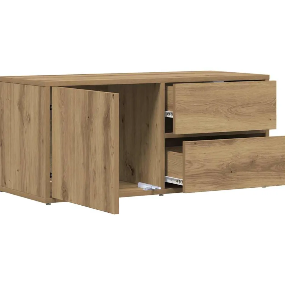 vidaXL Tv-meubel 80x34x35,5 cm bewerkt hout artisanaal eikenkleur