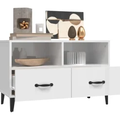 vidaXL Tv-meubel 80x36x50 cm bewerkt hout hoogglans wit
