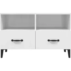 vidaXL Tv-meubel 80x36x50 cm bewerkt hout hoogglans wit