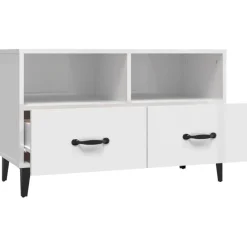 vidaXL Tv-meubel 80x36x50 cm bewerkt hout hoogglans wit