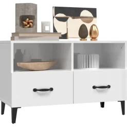 vidaXL Tv-meubel 80x36x50 cm bewerkt hout hoogglans wit