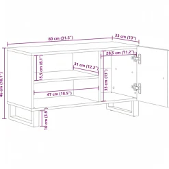 vidaXL Tv-meubel 80x33x46 cm massief mangohout zwart