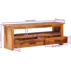 vidaXL Tv-meubel 118x30x40 cm massief hout