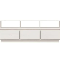 vidaXL Tv-meubel 140x37x50 cm massief grenenhout wit