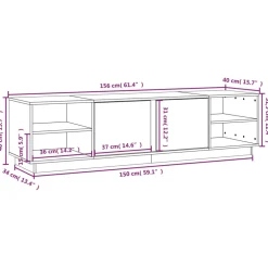 vidaXL Tv-meubel 156x40x40 cm massief grenenhout wit