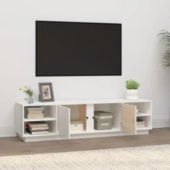vidaXL Tv-meubel 156x40x40 cm massief grenenhout wit