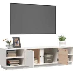 vidaXL Tv-meubel 156x40x40 cm massief grenenhout wit