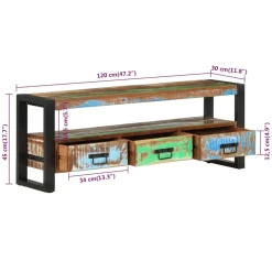vidaXL Tv-meubel 120x30x45 cm massief gerecycled hout